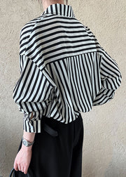 Unique Peter Pan Collar Striped Shirt Long Sleeve