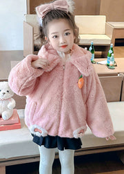 Unique Pink Carrot Mink Velvet Thick Girls Hoodie Coat Winter