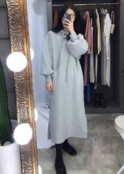 Unique Pink Hooded side open Warm Fleece Sweatshirts dress Winter