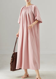 Unique Pink Oversized Cotton Maxi Dresses Spring