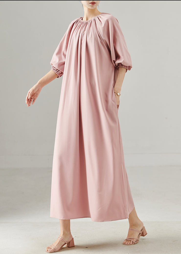 Unique Pink Oversized Cotton Maxi Dresses Spring