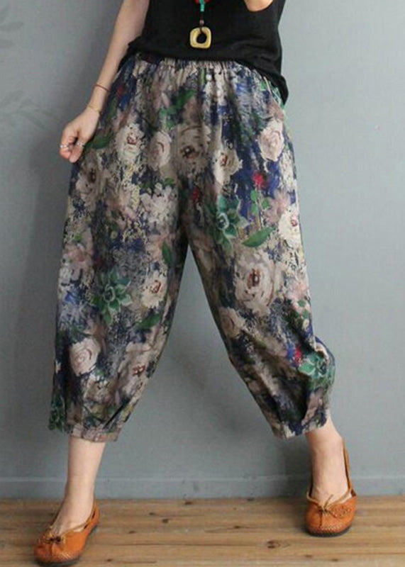 Unique Print High Waist Cotton Crop Pants