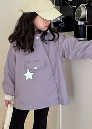 Unique Purple Asymmetrical Patchwork Zippered Detachable Girls Hoodie Coat Fall