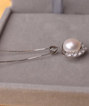 Unique Purple Sterling Silver Zircon Pearl Pendant Necklace