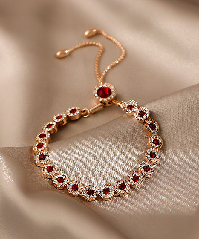 Unique Red Alloy Crystal Zircon Tassel Charm Bracelet