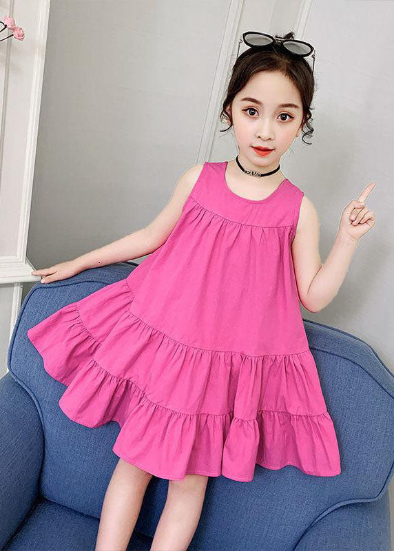 Unique Rose Ruffled Patchwork Cotton Kids Girls Dress Summer