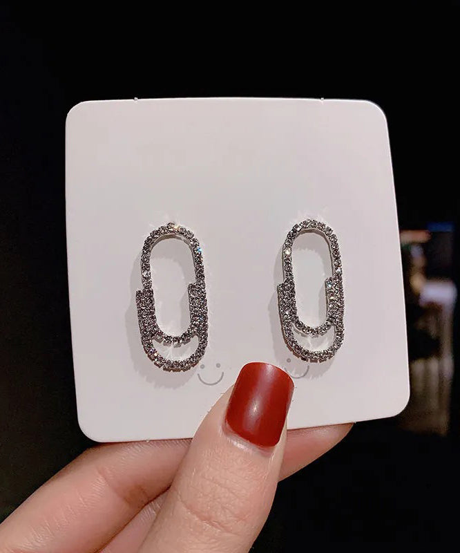 Unique Silk Alloy Zircon Stud Earrings