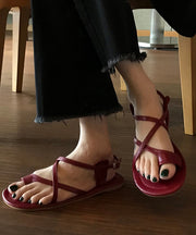 Unique Splicing Sandals Black Faux Leather Hollow Out