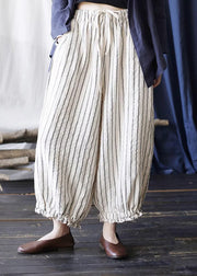 Unique Striped Pockets Tie Waist Harem Pants Summer