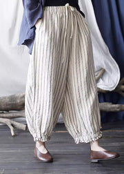 Unique Striped Pockets Tie Waist Harem Pants Summer