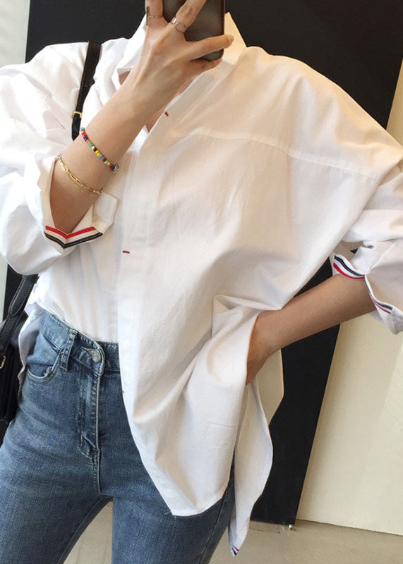 Unique White Peter Pan Collar Button Top Spring