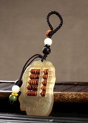 Unique Yellow Xiangyun Sandalwood Abacus Key Pendant