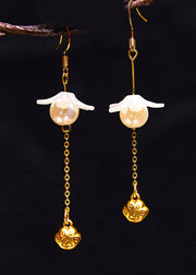 Vintage Cat's Paw 14K Gold Pearl Drop Earrings