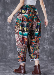 Vintage Chocolate High Waist Oversized Print Cotton Pants Summer