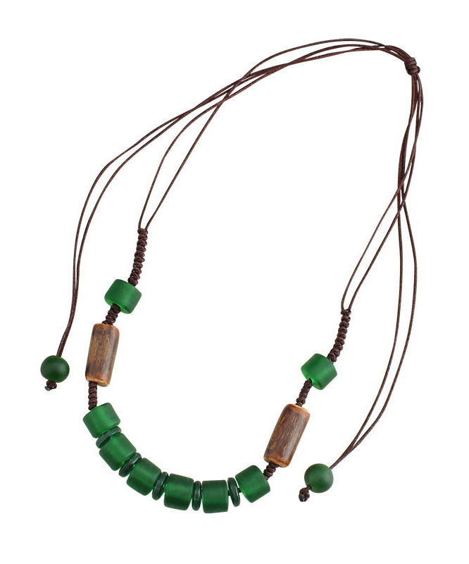 Vintage Green Hand Knitting Coloured Glaze Gratuated Bead Necklace