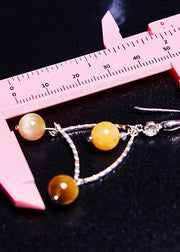 Vintage Light Yellow Gem Stone Original Design Drop Earrings