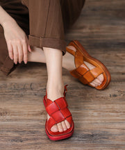 Vintage Mulberry Splicing Buckle Strap Platform Walking Sandals