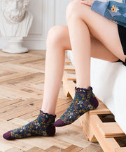 Vintage Paintings Jacquard Cotton Crew Socks