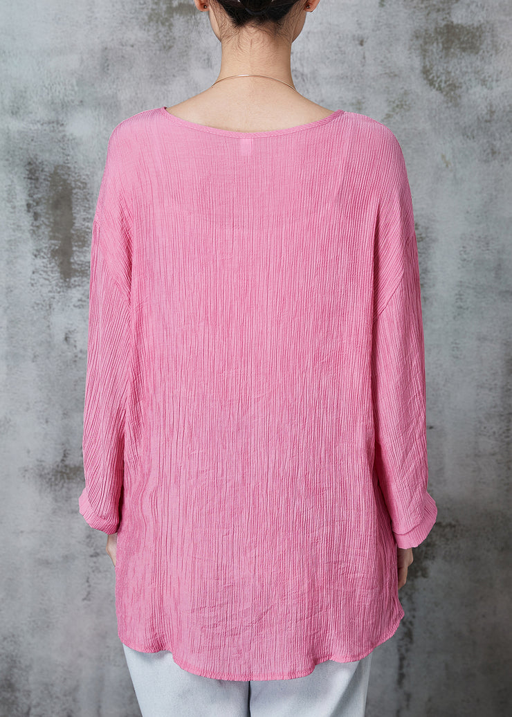 Vintage Pink Oversized Double Breast Cotton Top Summer