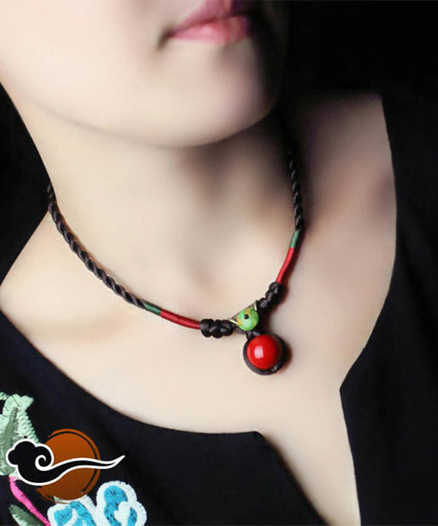 Vintage Red Gem Stone Pendant Necklace