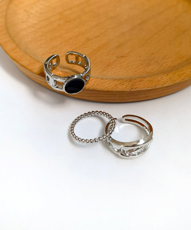 Vintage Silk Metal Three Piece Set Rings