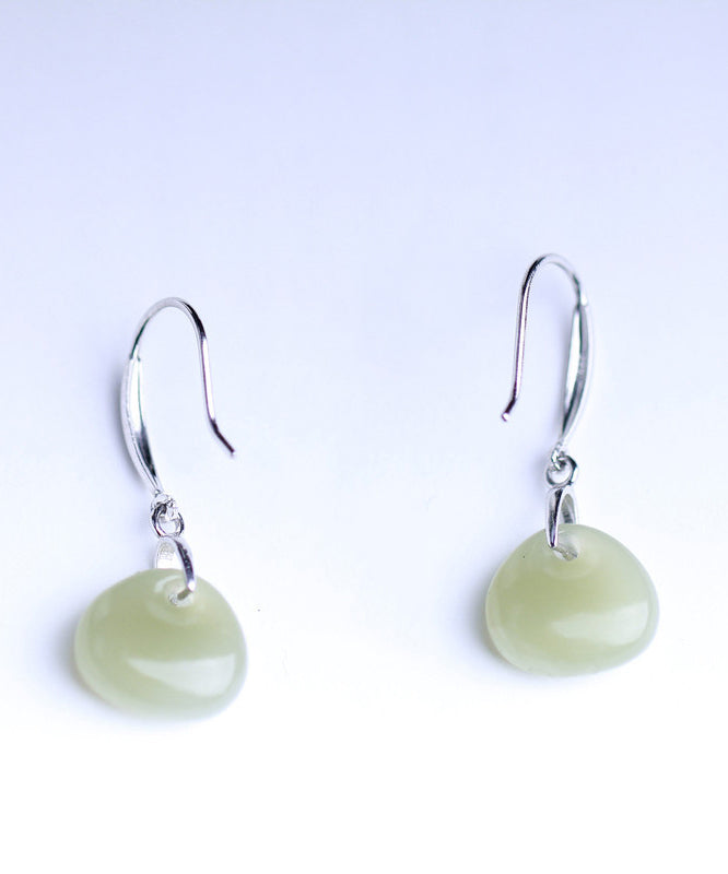 Vintage Silk Sterling Silver Jade Drop Earrings