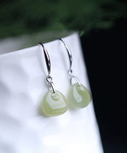 Vintage Silk Sterling Silver Jade Drop Earrings