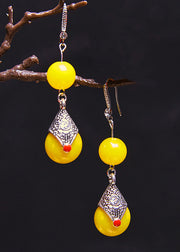 Vintage Yellow Beeswax Zircon Drop Earrings 2024 new style