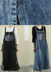 Vivid denim blue tunic dress Slash neck Hole Maxi Dress - bagstylebliss