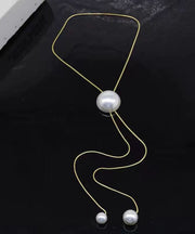 Vogue Gold Overgild Pearl Adjustable Tassel Pendant Necklace