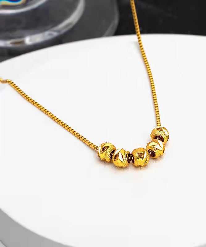 Vogue Gold Stainless Steel Overgild Transport Beads Pendant Necklace