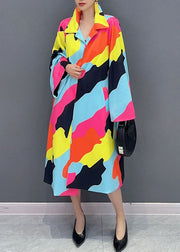 Vogue Rainbow Square Collar Button Trench Coats Fall