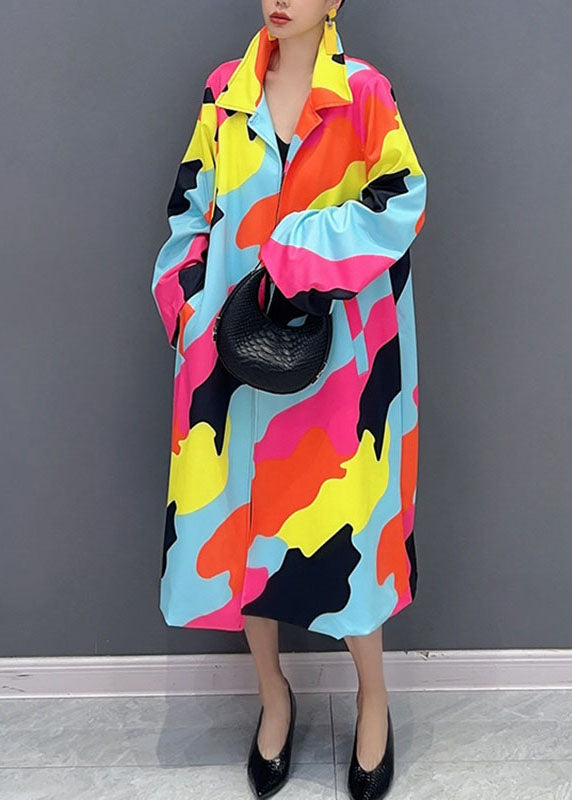 Vogue Rainbow Square Collar Button Trench Coats Fall