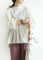 Vogue White Asymmetrical Shirts Long Sleeve