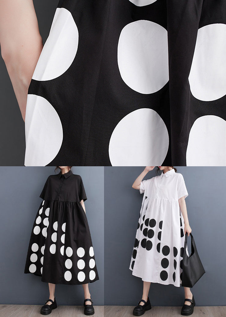 Vogue White Peter Pan Collar Dot Print Maxi Dress Summer