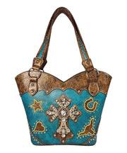 Western Style Hardware Diamond Cross Satchel Bag Handbag