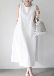 White Cozy Holiday Slip Dresses Sleeveless