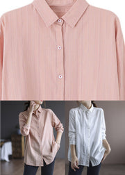 White Peter Pan Collar Button Cotton Shirt Long Sleeve