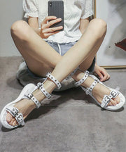 White Sandals Cowhide Leather Comfortable Sandal Shoes