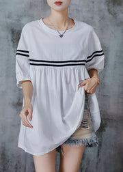 White Striped Cotton Tanks Oversized Summer