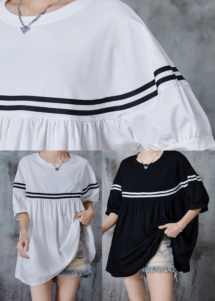 White Striped Cotton Tanks Oversized Summer