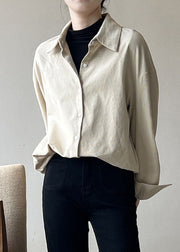 Women Apricot Patchwork Corduroy Shirt Spring