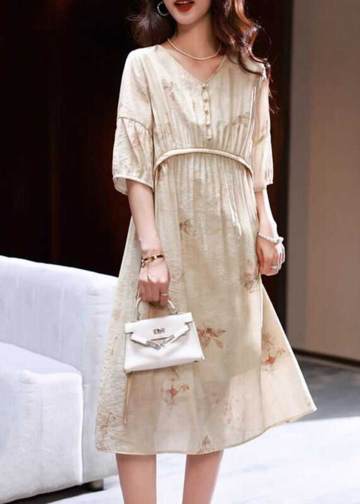 Women Apricot Print Patchwork Party Long Dress Summer