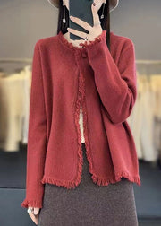 Women Beige Solid Button Knit Cotton Cardigans Spring