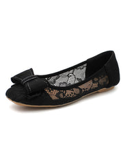 Women Black Bow Tulle Splicing Embroider Flower Sandals