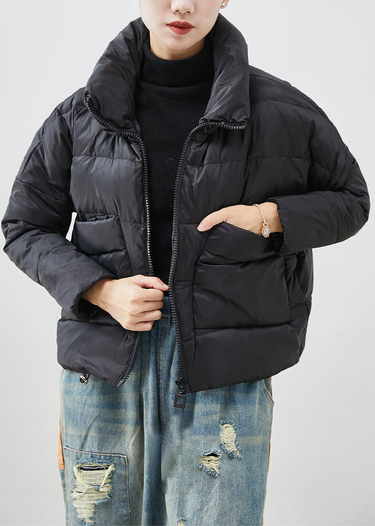 Women Black Oversized Pockets Duck Down Jackets Winter