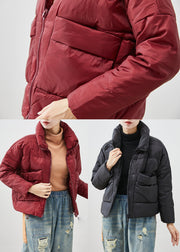 Women Black Oversized Pockets Duck Down Jackets Winter