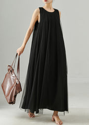 Women Black Oversized Tulle Maxi Dresses Summer