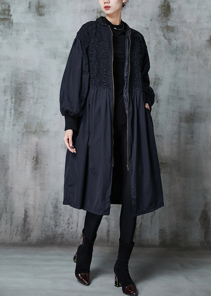 Women Black Oversized Wrinkled Duck Down Puffers Jackets Winter