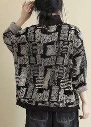 Women Black Turtleneck Print Patchwork Warm Fleece Tops Long Sleeve